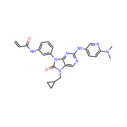 C=CC(=O)Nc1cccc(-n2c(=O)n(CC3CC3)c3cnc(Nc4ccc(N(C)C)nc4)nc32)c1 ZINC000212127382