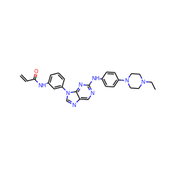 C=CC(=O)Nc1cccc(-n2cnc3cnc(Nc4ccc(N5CCN(CC)CC5)cc4)nc32)c1 ZINC001772602284