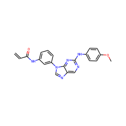 C=CC(=O)Nc1cccc(-n2cnc3cnc(Nc4ccc(OC)cc4)nc32)c1 ZINC001772616882