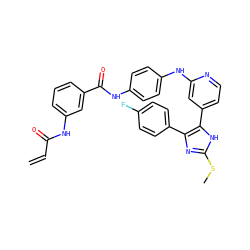 C=CC(=O)Nc1cccc(C(=O)Nc2ccc(Nc3cc(-c4[nH]c(SC)nc4-c4ccc(F)cc4)ccn3)cc2)c1 ZINC001772617635