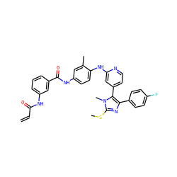 C=CC(=O)Nc1cccc(C(=O)Nc2ccc(Nc3cc(-c4c(-c5ccc(F)cc5)nc(SC)n4C)ccn3)c(C)c2)c1 ZINC001772646059