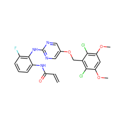 C=CC(=O)Nc1cccc(F)c1Nc1ncc(OCc2c(Cl)c(OC)cc(OC)c2Cl)cn1 ZINC001772584655