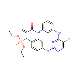 C=CC(=O)Nc1cccc(Nc2nc(Nc3ccc(CP(=O)(OCC)OCC)cc3)ncc2Cl)c1 ZINC001772646790