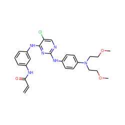 C=CC(=O)Nc1cccc(Nc2nc(Nc3ccc(N(CCOC)CCOC)cc3)ncc2Cl)c1 ZINC001772634045