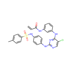 C=CC(=O)Nc1cccc(Nc2nc(Nc3ccc(NS(=O)(=O)c4ccc(C)cc4)cc3)ncc2Cl)c1 ZINC001772653642