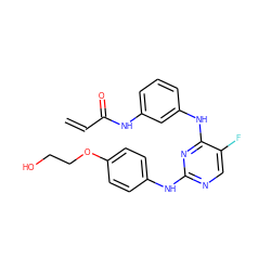 C=CC(=O)Nc1cccc(Nc2nc(Nc3ccc(OCCO)cc3)ncc2F)c1 ZINC000213672072