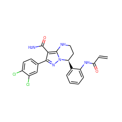 C=CC(=O)Nc1ccccc1[C@@H]1CCNc2c(C(N)=O)c(-c3ccc(Cl)c(Cl)c3)nn21 ZINC001772628760