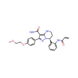 C=CC(=O)Nc1ccccc1[C@@H]1CCNc2c(C(N)=O)c(-c3ccc(OCCOC)cc3)nn21 ZINC001772641439