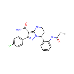 C=CC(=O)Nc1ccccc1[C@H]1CCNc2c(C(N)=O)c(-c3ccc(Cl)cc3)nn21 ZINC001772617282