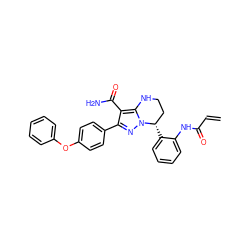 C=CC(=O)Nc1ccccc1[C@H]1CCNc2c(C(N)=O)c(-c3ccc(Oc4ccccc4)cc3)nn21 ZINC001772585303