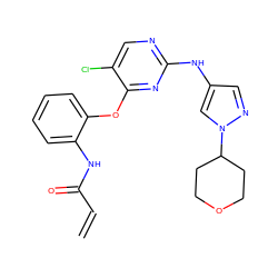 C=CC(=O)Nc1ccccc1Oc1nc(Nc2cnn(C3CCOCC3)c2)ncc1Cl ZINC001772654584