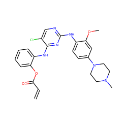 C=CC(=O)Oc1ccccc1Nc1nc(Nc2ccc(N3CCN(C)CC3)cc2OC)ncc1Cl ZINC001772633493