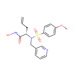 C=CC[C@@H](C(=O)NO)N(Cc1cccnc1)S(=O)(=O)c1ccc(OC)cc1 ZINC000145404855