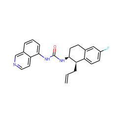 C=CC[C@@H]1c2ccc(F)cc2CC[C@@H]1NC(=O)Nc1cccc2cnccc12 ZINC000028959327