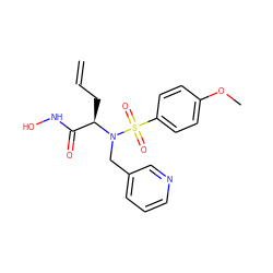 C=CC[C@H](C(=O)NO)N(Cc1cccnc1)S(=O)(=O)c1ccc(OC)cc1 ZINC000145402991