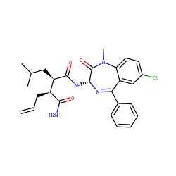 C=CC[C@H](C(N)=O)[C@@H](CC(C)C)C(=O)N[C@H]1N=C(c2ccccc2)c2cc(Cl)ccc2N(C)C1=O ZINC000136501872