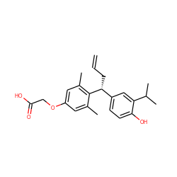 C=CC[C@H](c1ccc(O)c(C(C)C)c1)c1c(C)cc(OCC(=O)O)cc1C ZINC000026718186