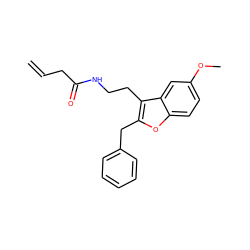 C=CCC(=O)NCCc1c(Cc2ccccc2)oc2ccc(OC)cc12 ZINC000013474362