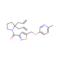 C=CCC1(CC=C)CCCN1C(=O)c1cc(COc2ccc(C)nc2)on1 ZINC000011938084