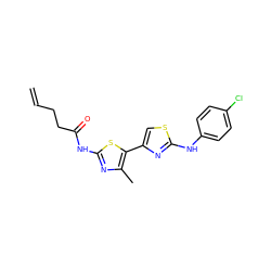 C=CCCC(=O)Nc1nc(C)c(-c2csc(Nc3ccc(Cl)cc3)n2)s1 ZINC000008691900