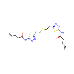 C=CCCC(=O)Nc1nnc(CCSCCc2nnc(NC(=O)CCC=C)s2)s1 ZINC000169697667