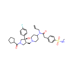 C=CCN(C(=O)Cc1ccc(S(=O)(=O)NC)cc1)C1CCN(C[C@H]2CN(C(=O)C3CCCC3)C[C@]2(O)c2ccc(F)cc2)CC1 ZINC000058591630