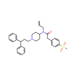 C=CCN(C(=O)Cc1ccc(S(C)(=O)=O)cc1)C1CCN(CCC(c2ccccc2)c2ccccc2)CC1 ZINC000028335027