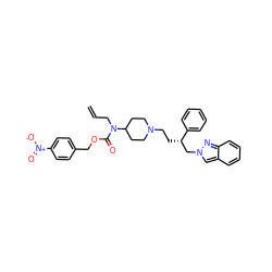 C=CCN(C(=O)OCc1ccc([N+](=O)[O-])cc1)C1CCN(CC[C@@H](Cn2cc3ccccc3n2)c2ccccc2)CC1 ZINC000026832836