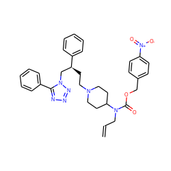 C=CCN(C(=O)OCc1ccc([N+](=O)[O-])cc1)C1CCN(CC[C@@H](Cn2nnnc2-c2ccccc2)c2ccccc2)CC1 ZINC000026831097