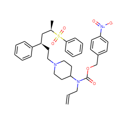 C=CCN(C(=O)OCc1ccc([N+](=O)[O-])cc1)C1CCN(CC[C@H](C[C@@H](C)S(=O)(=O)c2ccccc2)c2ccccc2)CC1 ZINC000027110003