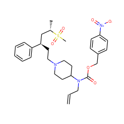 C=CCN(C(=O)OCc1ccc([N+](=O)[O-])cc1)C1CCN(CC[C@H](C[C@H](C)S(C)(=O)=O)c2ccccc2)CC1 ZINC000027109853