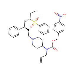 C=CCN(C(=O)OCc1ccc([N+](=O)[O-])cc1)C1CCN(CC[C@H](C[C@H](CC)S(=O)(=O)c2ccccc2)c2ccccc2)CC1 ZINC000027109540