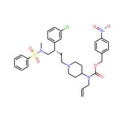 C=CCN(C(=O)OCc1ccc([N+](=O)[O-])cc1)C1CCN(CC[C@H](CN(C)S(=O)(=O)c2ccccc2)c2cccc(Cl)c2)CC1 ZINC000026501952