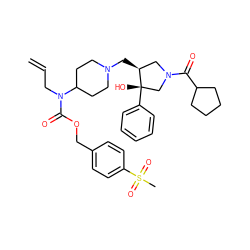 C=CCN(C(=O)OCc1ccc(S(C)(=O)=O)cc1)C1CCN(C[C@H]2CN(C(=O)C3CCCC3)C[C@]2(O)c2ccccc2)CC1 ZINC000043206339