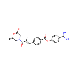 C=CCN(CC(=O)O)C(=O)/C(C)=C/c1ccc(C(=O)Oc2ccc(C(=N)N)cc2)cc1 ZINC000013910415