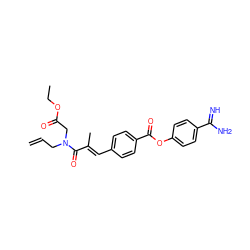 C=CCN(CC(=O)OCC)C(=O)/C(C)=C/c1ccc(C(=O)Oc2ccc(C(=N)N)cc2)cc1 ZINC000003803010