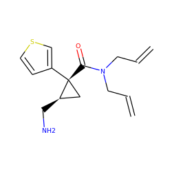 C=CCN(CC=C)C(=O)[C@@]1(c2ccsc2)C[C@H]1CN ZINC000029042829