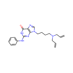 C=CCN(CC=C)CCCCn1cnc2c(=O)[nH]c(Nc3ccccc3)nc21 ZINC000013644880