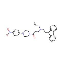 C=CCN(CCC(=O)N1CCN(c2ccc([N+](=O)[O-])cc2)CC1)CCC1c2ccccc2-c2ccccc21 ZINC000040914525