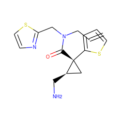 C=CCN(Cc1nccs1)C(=O)[C@@]1(c2cccs2)C[C@H]1CN ZINC000040847214