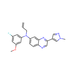 C=CCN(c1cc(F)cc(OC)c1)c1ccc2ncc(-c3cnn(C)c3)nc2c1 ZINC000219373277