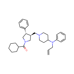 C=CCN(c1ccccc1)C1CCN(C[C@H]2CN(C(=O)C3CCCCC3)C[C@@H]2c2ccccc2)CC1 ZINC000013487346