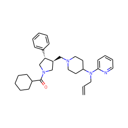 C=CCN(c1ccccn1)C1CCN(C[C@H]2CN(C(=O)C3CCCCC3)C[C@@H]2c2ccccc2)CC1 ZINC000013487341