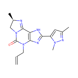 C=CCN1C(=O)N2C[C@@H](C)N=C2c2[nH]c(-c3cc(C)nn3C)nc21 ZINC000072109124