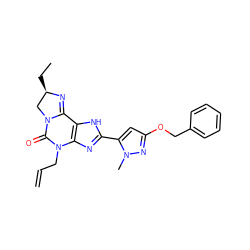 C=CCN1C(=O)N2C[C@@H](CC)N=C2c2[nH]c(-c3cc(OCc4ccccc4)nn3C)nc21 ZINC000072112620