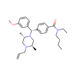 C=CCN1C[C@H](C)N([C@@H](c2ccc(C(=O)N(CC)CCCC)cc2)c2cccc(OC)c2)C[C@H]1C ZINC000022938809