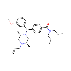 C=CCN1C[C@H](C)N([C@H](c2ccc(C(=O)N(CCC)CCC)cc2)c2cccc(OC)c2)C[C@H]1C ZINC000022938769