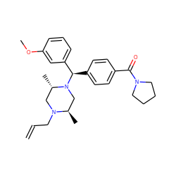 C=CCN1C[C@H](C)N([C@H](c2ccc(C(=O)N3CCCC3)cc2)c2cccc(OC)c2)C[C@H]1C ZINC000022938781