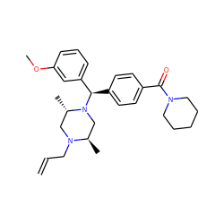 C=CCN1C[C@H](C)N([C@H](c2ccc(C(=O)N3CCCCC3)cc2)c2cccc(OC)c2)C[C@H]1C ZINC000022938784