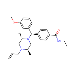 C=CCN1C[C@H](C)N([C@H](c2ccc(C(=O)NCC)cc2)c2cccc(OC)c2)C[C@H]1C ZINC000022938761